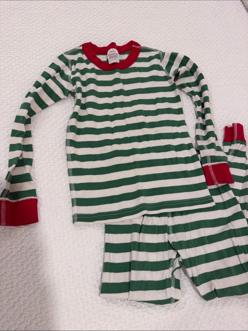 Hanna Andersson Green, White & Red Striped Pajama Set